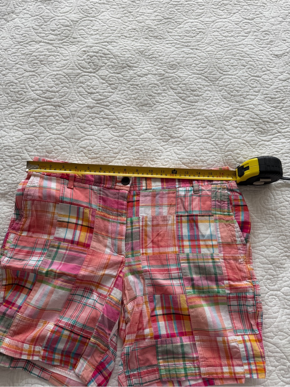 Talbots madras Multi Plaid Cotton Shorts pink and orange - Picture 2 of 5